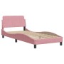 Estructura de cama con cabecero de terciopelo rosa 90x190 cm de , Camas y somieres - Ref: Foro24-373097, Precio: 150,34 €, De...