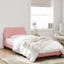 Estructura de cama con cabecero de terciopelo rosa 90x190 cm de , Camas y somieres - Ref: Foro24-373097, Precio: 150,34 €, De...