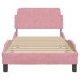 Estructura de cama con cabecero de terciopelo rosa 90x190 cm de , Camas y somieres - Ref: Foro24-373097, Precio: 150,34 €, De...