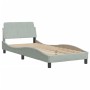 Light gray velvet bed frame with headboard 90x200 cm by , Beds and slatted bases - Ref: Foro24-373112, Price: 107,27 €, Disco...