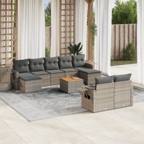 Set de sofás de jardín 10 pzas con cojines ratán sintético gris de , Conjuntos de jardín - Ref: Foro24-3257110, Precio: 738,0...