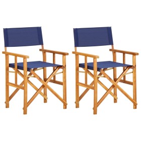 Director chairs 2 pcs solid blue acacia wood by vidaXL, Garden chairs - Ref: Foro24-45948, Price: 136,44 €, Discount: %