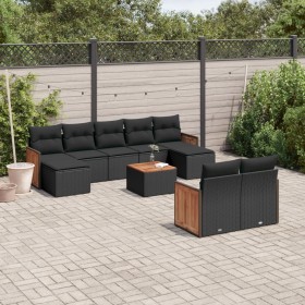 Set de sofás de jardín 10 pzas cojines ratán sintético negro de , Conjuntos de jardín - Ref: Foro24-3260487, Precio: 649,12 €...