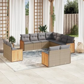 11-teiliges Gartensofa-Set mit beigen synthetischen Rattankissen von , Gartensets - Ref: Foro24-3260582, Preis: 937,99 €, Rab...