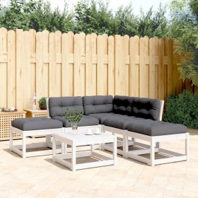 Garden set with 5 pieces of sofas with solid pine wood and white cushions. by , Garden sets - Ref: Foro24-3216961, Price: 491...