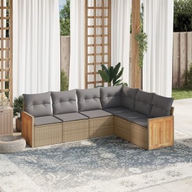 Garden sofa set with 6-piece synthetic rattan beige cushions by , Garden sets - Ref: Foro24-3260085, Price: 467,02 €, Discoun...