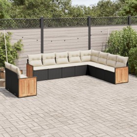 Garden sofa set 10 pieces with black synthetic rattan cushions by , Garden sets - Ref: Foro24-3260194, Price: 668,54 €, Disco...