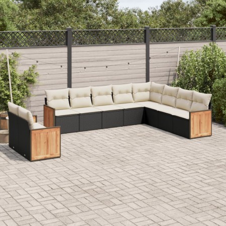 Set de sofás de jardín 10 pzas cojines ratán sintético negro de , Conjuntos de jardín - Ref: Foro24-3260194, Precio: 667,48 €...