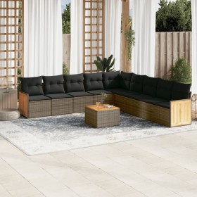 Garden sofa set 10 pieces with gray synthetic rattan cushions by , Garden sets - Ref: Foro24-3260149, Price: 635,03 €, Discou...