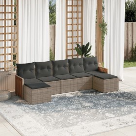 7-piece garden sofa set with gray PE rattan cushions by , Garden sets - Ref: Foro24-3260317, Price: 451,08 €, Discount: %