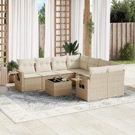 Set de sofás de jardín 9 pzas con cojines ratán sintético beige de , Conjuntos de jardín - Ref: Foro24-3252295, Precio: 843,5...