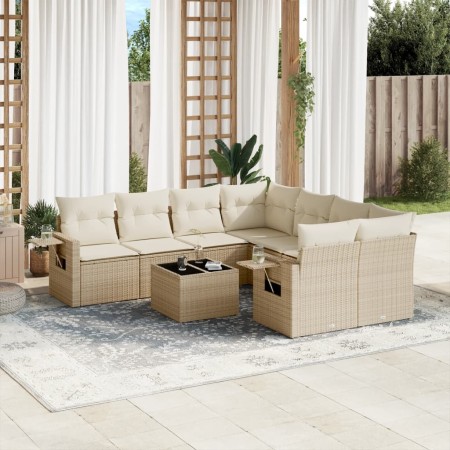 Set de sofás de jardín 9 pzas con cojines ratán sintético beige de , Conjuntos de jardín - Ref: Foro24-3252295, Precio: 797,9...