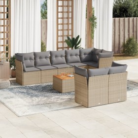 Set de sofás de jardín 9 pzas con cojines ratán sintético beige de , Conjuntos de jardín - Ref: Foro24-3223735, Precio: 583,9...