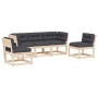 5-piece garden sofa set with solid pine wood and cushions by , Garden sets - Ref: Foro24-3216975, Price: 488,51 €, Discount: %