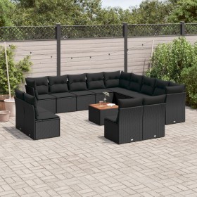 Set mit 14 Gartensofas mit schwarzen Kissen aus synthetischem Rattan von , Gartensets - Ref: Foro24-3223934, Preis: 863,92 €,...