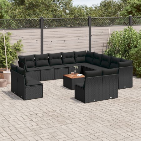 Garden furniture set, 14 pieces with black synthetic rattan cushions. by , Garden sets - Ref: Foro24-3223934, Price: 824,03 €...