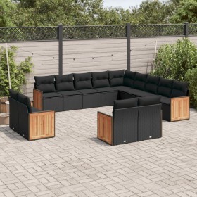 Set aus Gartensofas und Kissen 13 Stück synthetisches Rattan schwarz von , Gartensets - Ref: Foro24-3260606, Preis: 917,99 €,...