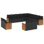 Set aus Gartensofas und Kissen 13 Stück synthetisches Rattan schwarz von , Gartensets - Ref: Foro24-3260606, Preis: 919,20 €,...