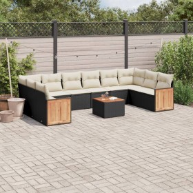 Garden sofa set 11 pieces and black synthetic rattan cushions by , Garden sets - Ref: Foro24-3260411, Price: 638,99 €, Discou...