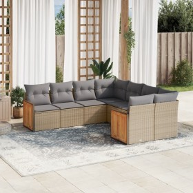 Garden sofa set with beige cushions, 8 pieces, PE rattan. by , Garden sets - Ref: Foro24-3260638, Price: 631,15 €, Discount: %