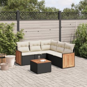 Set aus 6-teiligen Gartensofas und Kissen Kunstrattan schwarz von , Gartensets - Ref: Foro24-3260047, Preis: 393,72 €, Rabatt: %