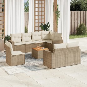 9-teiliges Gartensofa-Set mit beigen synthetischen Rattankissen von , Gartensets - Ref: Foro24-3224217, Preis: 744,99 €, Raba...