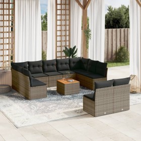 Set mit 12 Gartensofas mit Kissen synthetisches Rattangrau von , Gartensets - Ref: Foro24-3223890, Preis: 681,99 €, Rabatt: %