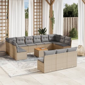 Garden furniture set, 14 pieces with beige synthetic rattan cushions. by , Garden sets - Ref: Foro24-3223903, Price: 931,64 €...