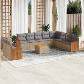 Set de sofás de jardín 11pzas con cojines ratán sintético beige de , Conjuntos de jardín - Ref: Foro24-3260204, Precio: 830,9...