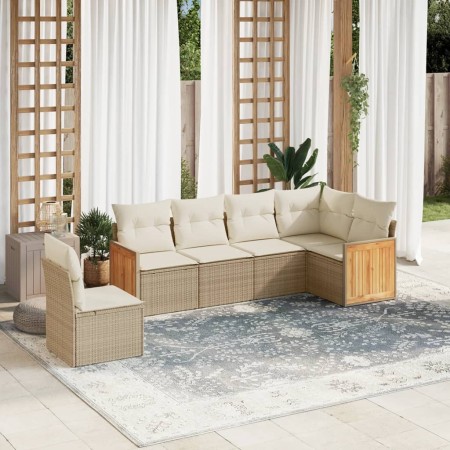 Set Gartensofas mit Kissen 6 Stück synthetisches Rattan beige von , Gartensets - Ref: Foro24-3260098, Preis: 509,68 €, Rabatt: %