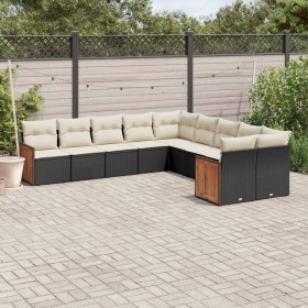 Set Gartensofas 10 Stück Kissen synthetisches Rattan schwarz von , Gartensets - Ref: Foro24-3260432, Preis: 599,74 €, Rabatt: %