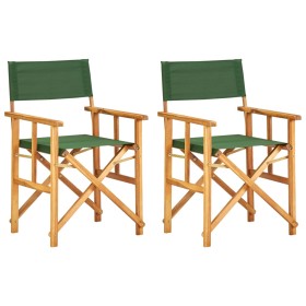 Director chairs 2 pcs solid green teak wood by vidaXL, Garden chairs - Ref: Foro24-45949, Price: 109,11 €, Discount: %