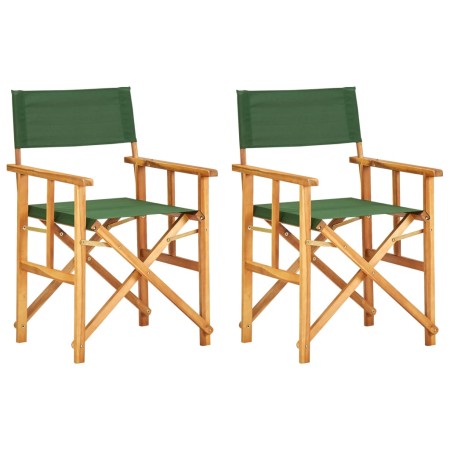 Director chairs 2 pcs solid green teak wood by vidaXL, Garden chairs - Ref: Foro24-45949, Price: 106,54 €, Discount: %