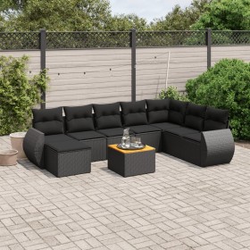 Set aus 8-teiligen Gartensofas und Kissen Kunstrattan schwarz von , Gartensets - Ref: Foro24-3257469, Preis: 568,51 €, Rabatt: %