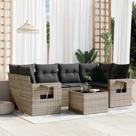 Set de sofás de jardín 7 piezas con cojines ratán PE gris de , Conjuntos de jardín - Ref: Foro24-3252257, Precio: 533,21 €, D...