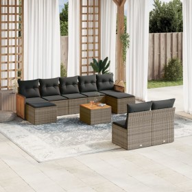 Garden sofa set 10 pieces with gray synthetic rattan cushions by , Garden sets - Ref: Foro24-3260464, Price: 593,99 €, Discou...