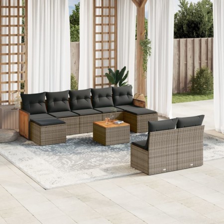 Set de sofás de jardín 10 pzas con cojines ratán sintético gris de , Conjuntos de jardín - Ref: Foro24-3260464, Precio: 593,9...