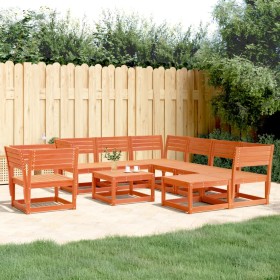 Garden furniture set 8 pieces solid pine wood brown wax by , Garden sets - Ref: Foro24-3216942, Price: 728,87 €, Discount: %