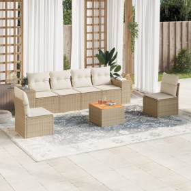 Set aus 7-teiligen Gartensofas und Kissen, synthetisches Rattan, beige von , Gartensets - Ref: Foro24-3257724, Preis: 504,99 ...