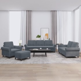 Set of sofas with 4 dark gray velvet cushions by , Sofas - Ref: Foro24-3202181, Price: 731,99 €, Discount: %