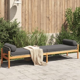 Garden bench with synthetic rattan cushion in gray acacia wood by , garden benches - Ref: Foro24-366300, Price: 196,99 €, Dis...