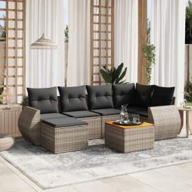 7-piece garden sofa set with gray PE rattan cushions by , Garden sets - Ref: Foro24-3257439, Price: 477,96 €, Discount: %