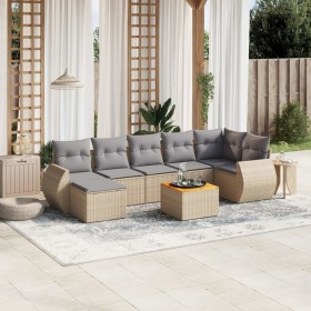 Garden sofa set with beige cushions, 8 pieces, PE rattan. by , Garden sets - Ref: Foro24-3257445, Price: 550,99 €, Discount: %