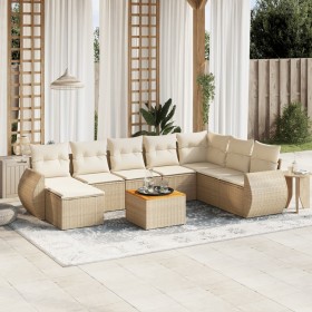 9-teiliges Gartensofa-Set mit beigen synthetischen Rattankissen von , Gartensets - Ref: Foro24-3257472, Preis: 633,99 €, Raba...