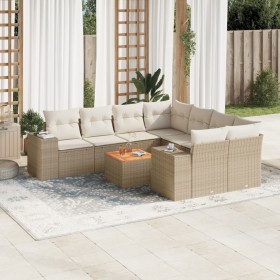 9-teiliges Gartensofa-Set mit beigen synthetischen Rattankissen von , Gartensets - Ref: Foro24-3257703, Preis: 854,99 €, Raba...