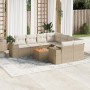 9-teiliges Gartensofa-Set mit beigen synthetischen Rattankissen von , Gartensets - Ref: Foro24-3257703, Preis: 854,99 €, Raba...