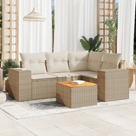 Garden sofa set with 5-piece synthetic rattan beige cushions by , Garden sets - Ref: Foro24-3225428, Price: 471,48 €, Discoun...