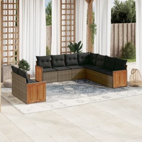 Set de muebles de jardín 9 pzas y cojines ratán sintético gris de , Conjuntos de jardín - Ref: Foro24-3260184, Precio: 674,77...