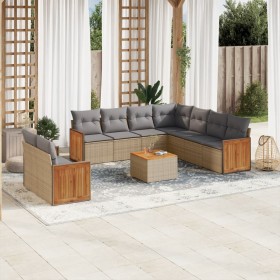 Set Gartensofas mit beigen Kissen 10 Stück synthetisches Rattan von , Gartensets - Ref: Foro24-3260190, Preis: 757,36 €, Raba...