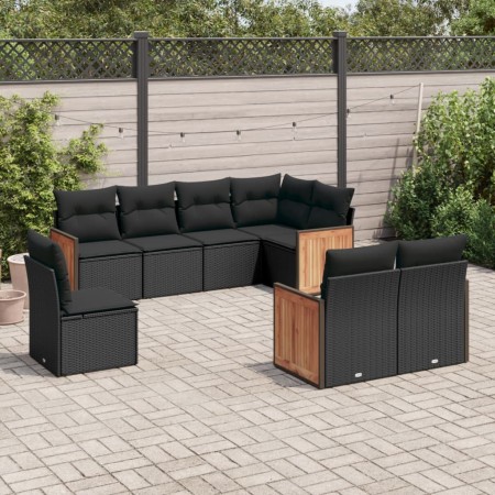 Set aus 8-teiligen Gartensofas und Kissen Kunstrattan schwarz von , Gartensets - Ref: Foro24-3260242, Preis: 563,23 €, Rabatt: %